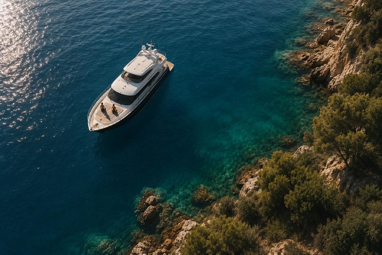 Ruhevolles Licht und Meer, Stimmungsbild für Yacht-Yoga auf Mallorca